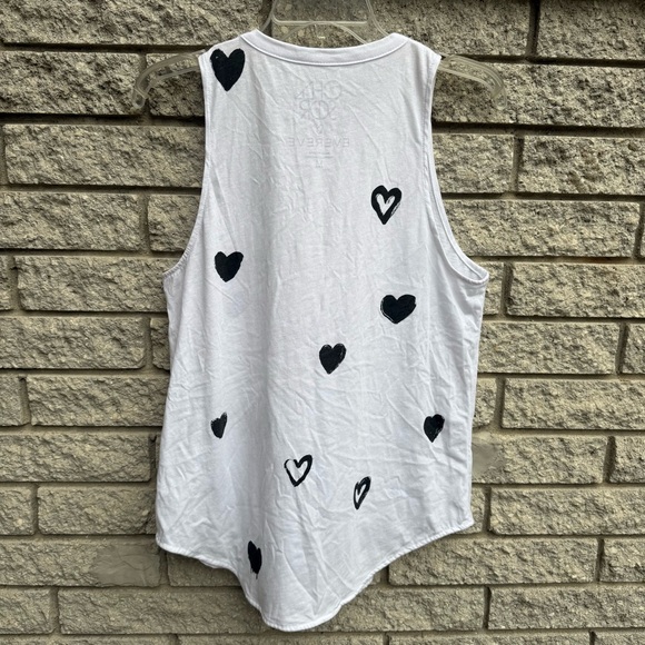 Evereve x Chaser With Heart Collection White Sleeveless Top Mini Heart Tank Top - Picture 5 of 5